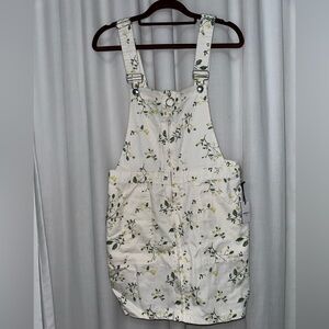 Forever 21 Flowers Print Jean Dress Overall Print/Ivory Size M